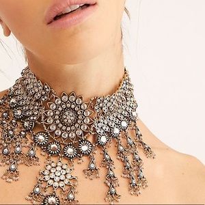 Free People Silver + Rhinestone Choker